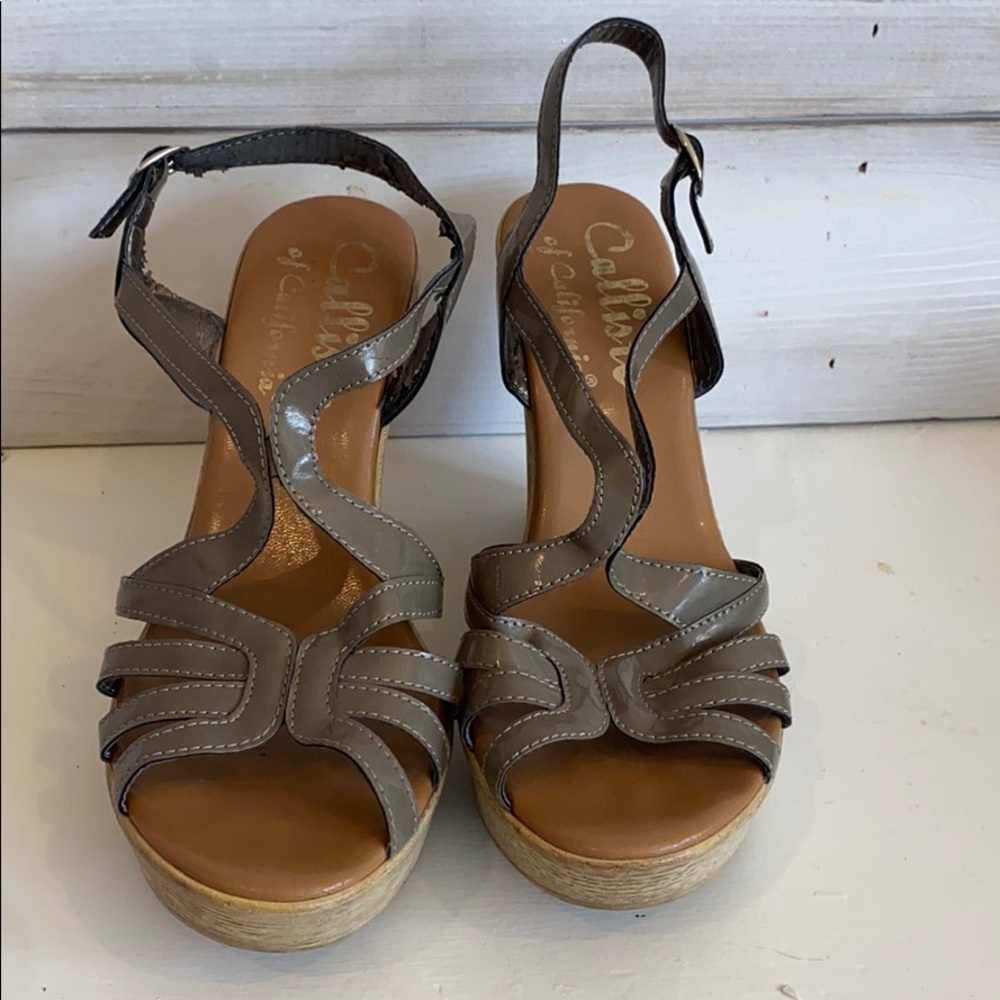 Callisto patent leather wedge sandal